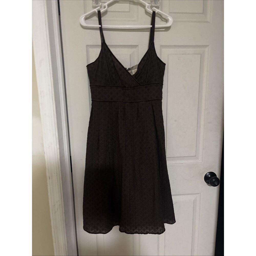 Michael Kors Brown Size 6 Eyelet Knee Length Sleeveless Dress